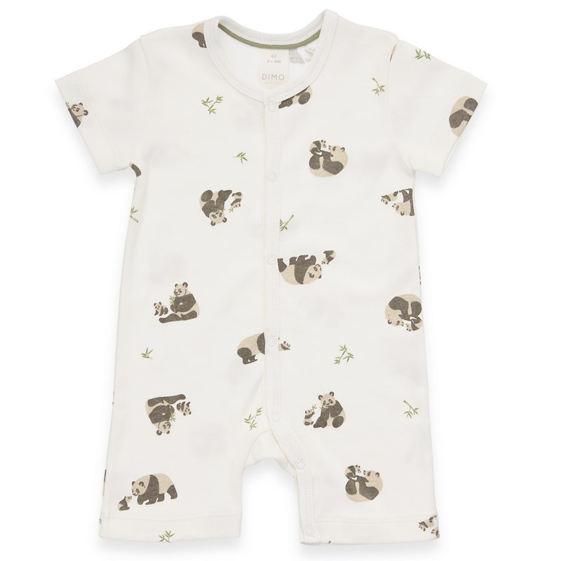 Baby Short Romper - Panda Aop, blokada - Offwhite