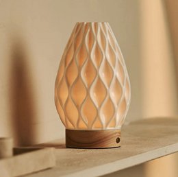 Vela Light Brown Wooden Rechargeable Table Lamp