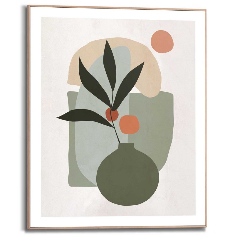 Gerahmtes Bild Slim Frame Vase mit Blumen 50x40