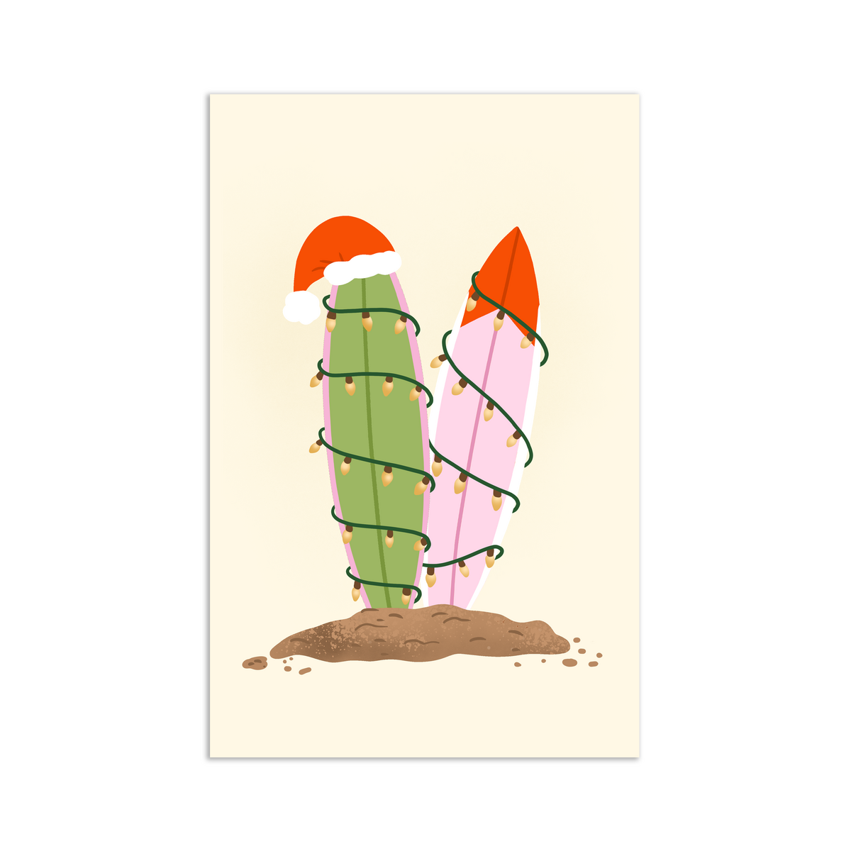 Minikaart/Geschenkanhänger Weihnachten – Surfbretter mit Lichtern
