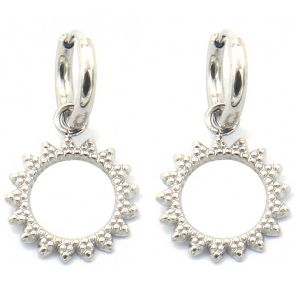 I-F19.2 E2033-007S S. Steel Earring Sun 1.2x3.5cm