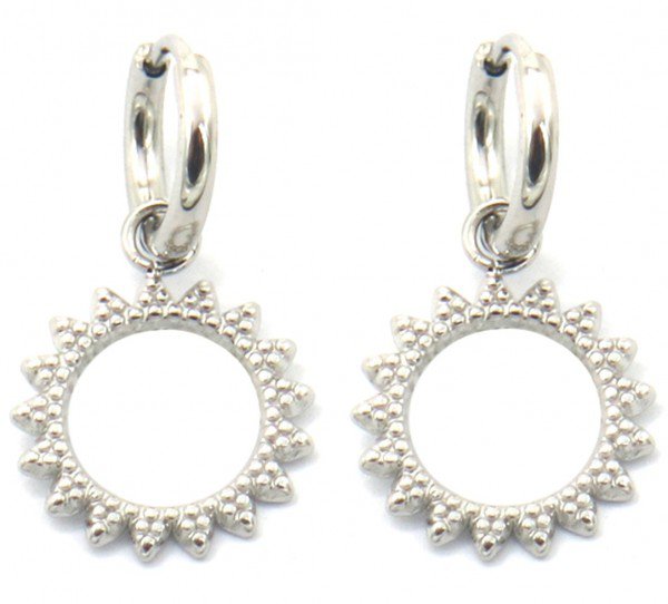 I-F19.2 E2033-007S S. Steel Earring Sun 1.2x3.5cm