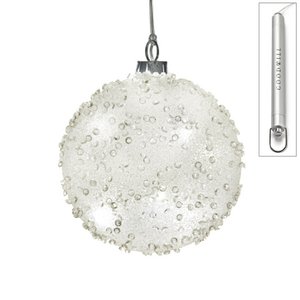 Glass Led L.Jewel Ball In Box Wh/Clr 10cm Batt.Op