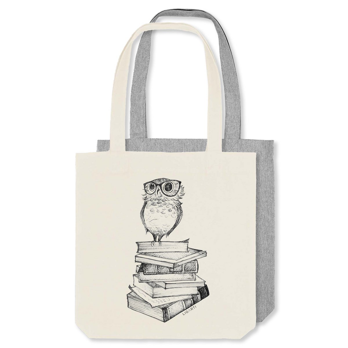 Burlap bag - book owl