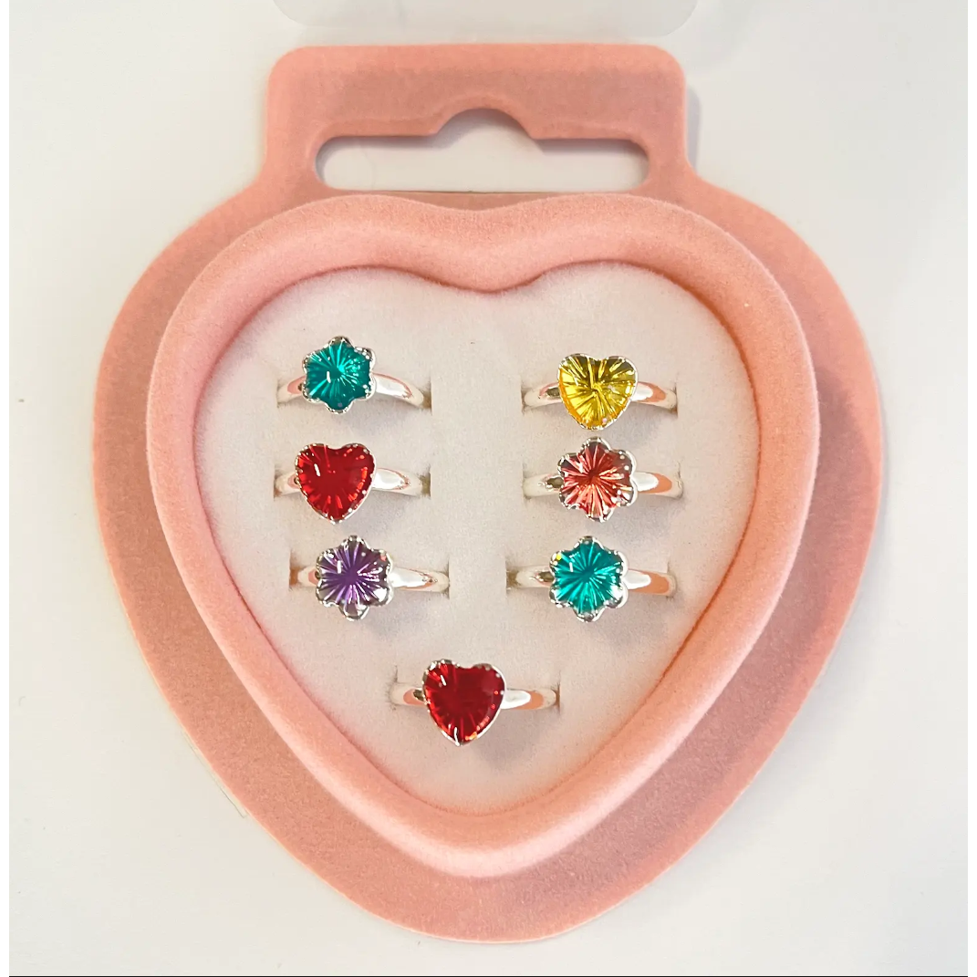 Children's rings in heart box 7 pcs.