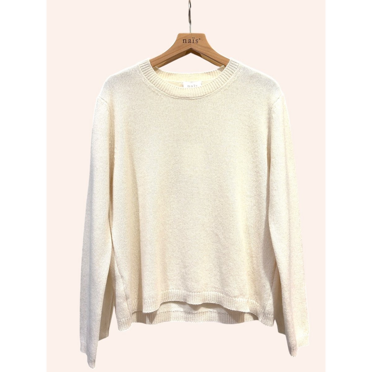 Pull col rond manches longues en 50% cachemire et laine