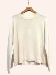 Pull col rond manches longues en 50% cachemire et laine