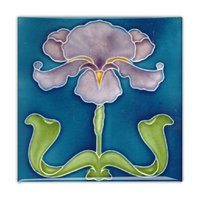 Fridge Magnet, Art Nouveau Tile, Purple Iris