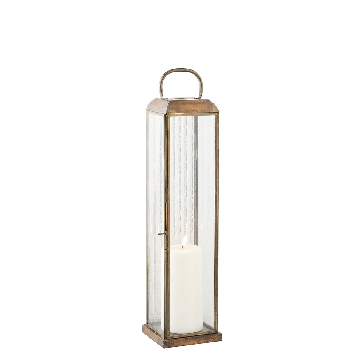Herslev Laterne, Glas/Metall, Antikmessing-Optik, 12x12x49 cm