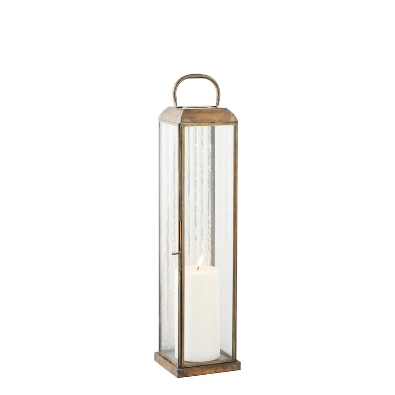 Herslev Laterne, Glas/Metall, Antikmessing-Optik, 12x12x49 cm