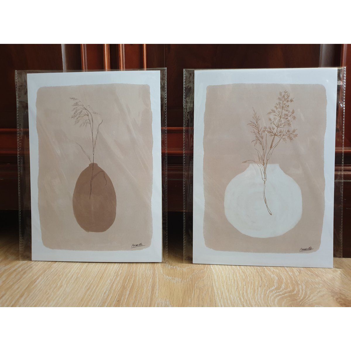 Scandi Grasses Poster "Grasses White Vase" A4 - Sustainable art prints on recycled paper in cellophane