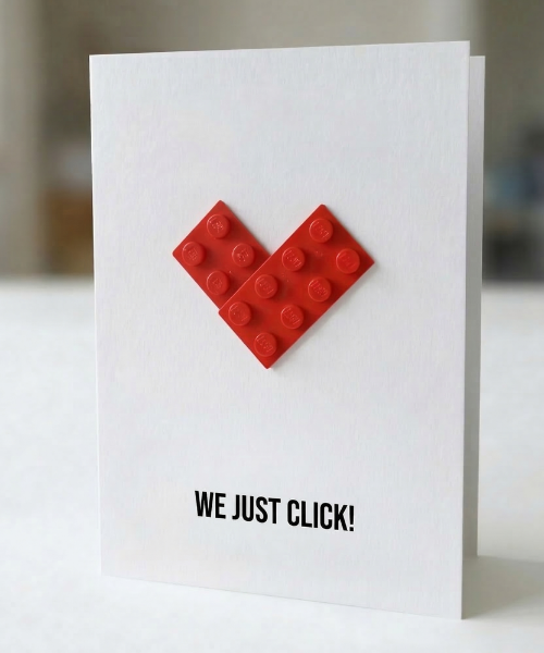 Carte postale We Just Click – Brique de construction LEGO