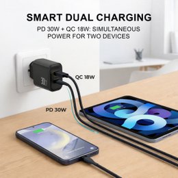 Cargador rápido PD de 30W con USB-C y USB-A – NOVOTECK C-026