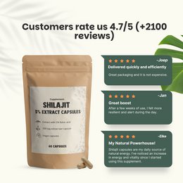 Shilajit-ekstrakt (5%) kapsler 500 mg - 60 kapsler