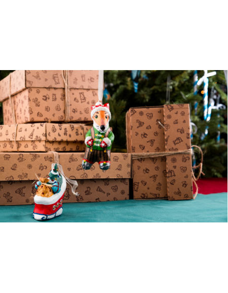 Handmade papier-mache Fox ice skating