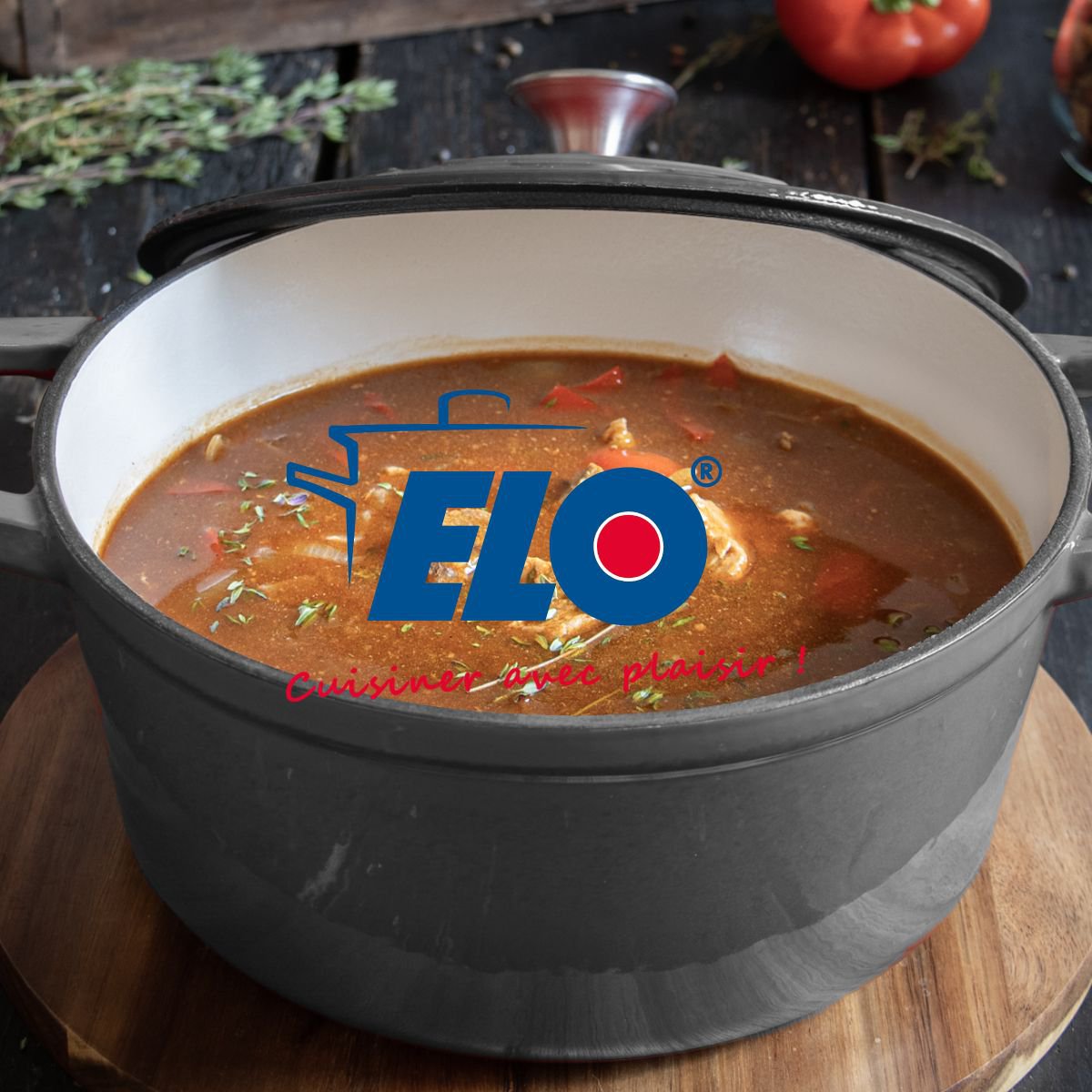 Klasyczne naczynie żaroodporne żeliwne emaliowane na szaro 26 cm 4,5 L Elo