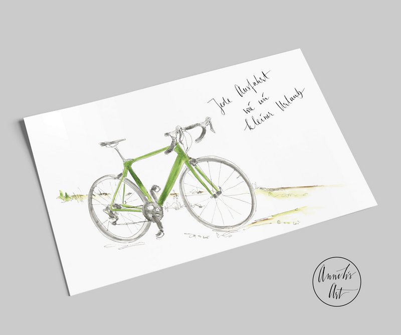 Postcard | racing bike | Every exit like a little holiday