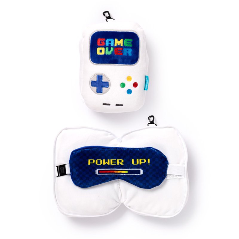 Relaxeazzz Game Over Shaped Plush Travel Pillow & Eye Mask