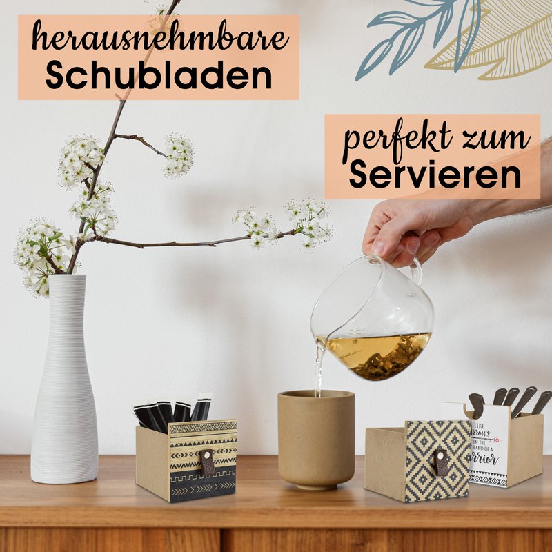 Moderne Teebeutel Aufbewahrung | aus Holz | im Boho Stil |