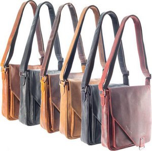 Cognac -Umhängetasche Leder - Elegante Tasche mit Übertragungsventil und zwei magnetischen Verschlüssen aus hochwertigem Leder.
