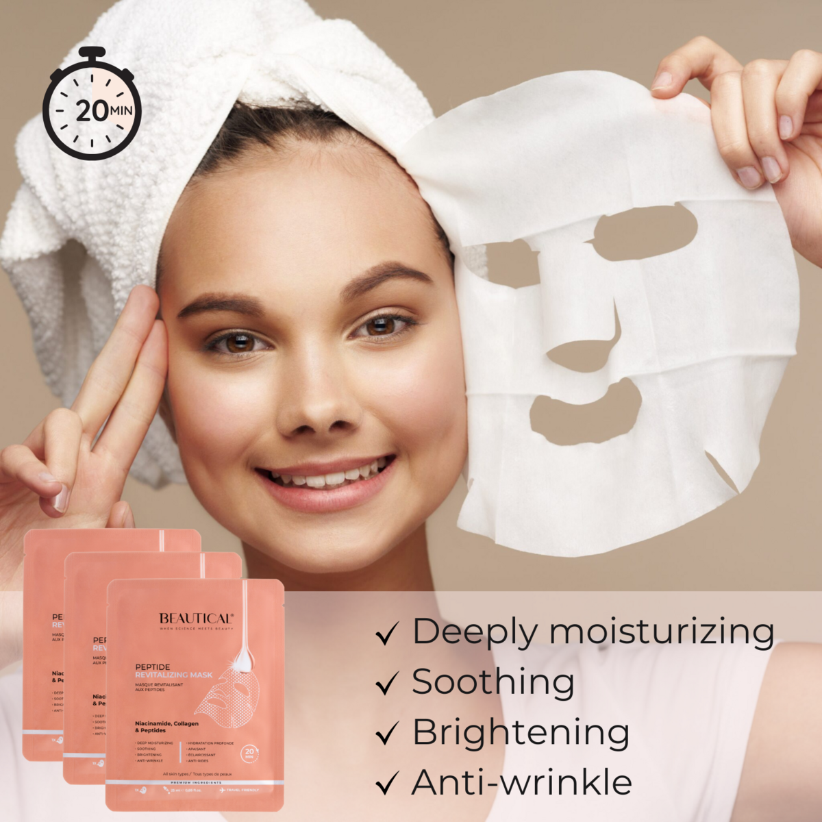 Mascarilla revitalizante de péptidos