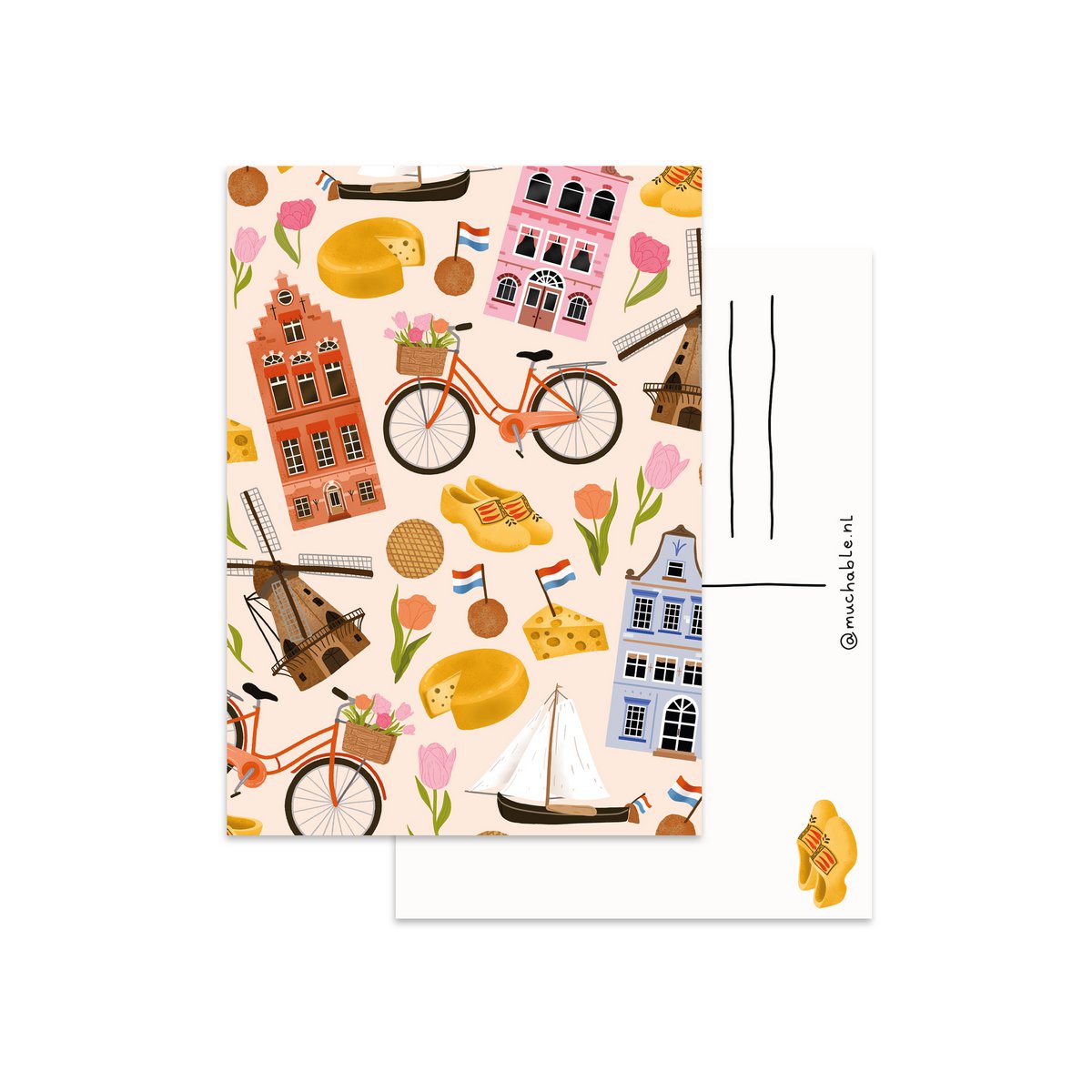 Postkarte - Illustrationsmuster Holland