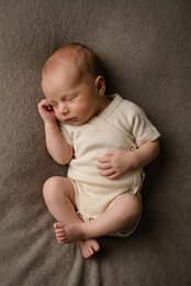 Wrap-over romper kort ærmet uld - Merinould - Naturlig