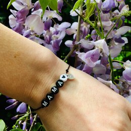 Bracelet Mama Black and white with charm