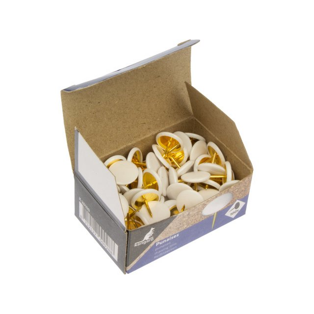 Thumbtacks Kangaro white hood 100 pieces in a box