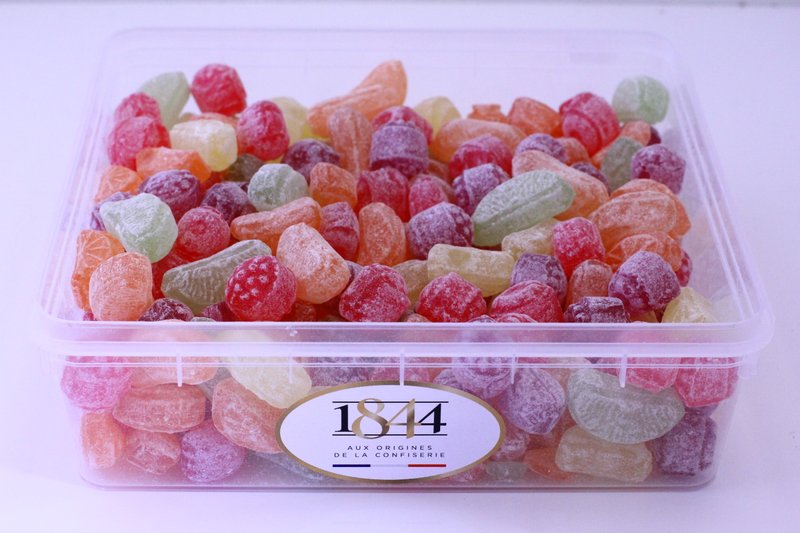 Frugtsalat slik æble, melon, kirsebær, jordbær, citron, appelsin - 1 kg