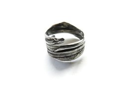 Bague Ajustable Argent Oxydé – Sculpturale Organique