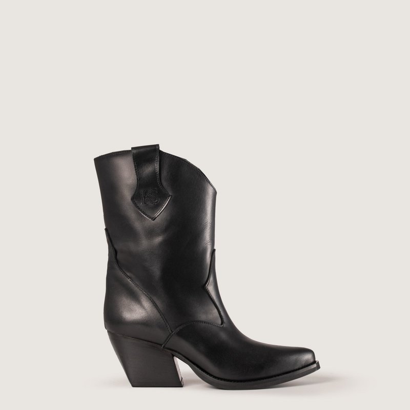 Bottines texanes en cuir noir Montana