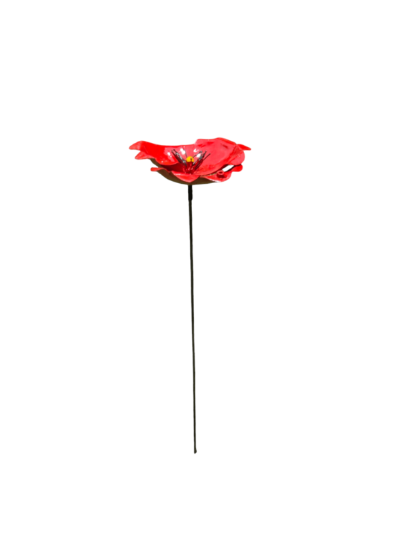 Metal stor rød valmue blomst