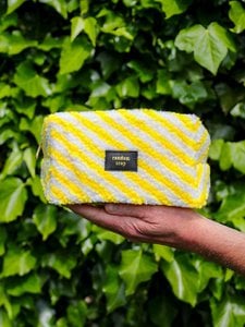 Bag Random crap yellow white stripe made of teddy fabric