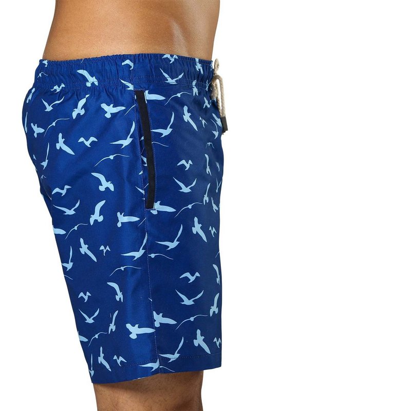 Blaue Badehose mit Möwen-Print