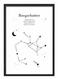 Zodiac sign poster featuring the Sagittarius constellation. Available in A3 and A4 sizes.