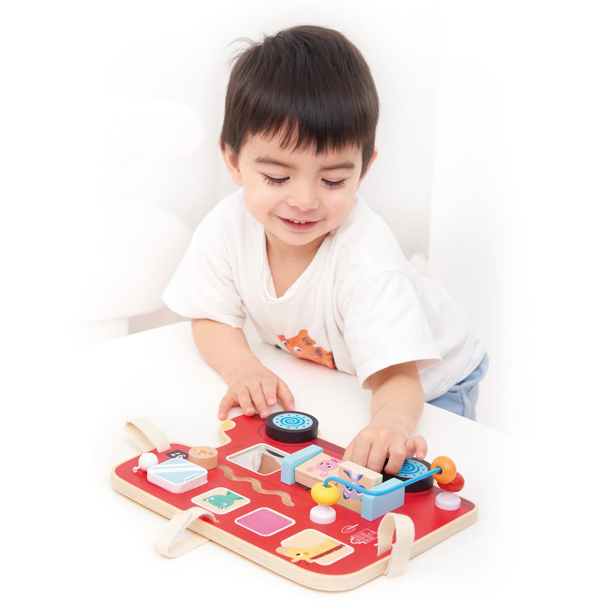 Tabla de actividades de madera Lelin® – Autobús