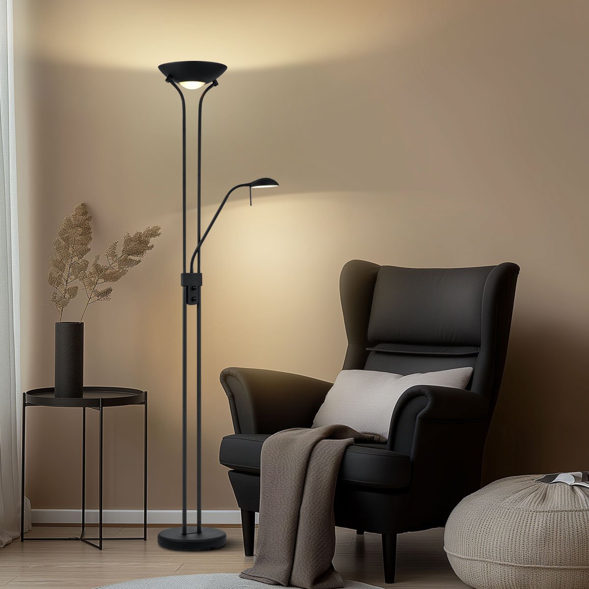 Home Sweet Home R7s + G9 LED Uplight Floor Lamp - Modern Black