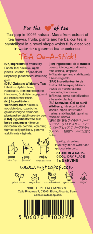 TEA-POP Tea-On-A-Stick | Wildbeere | Präsentationstablett für 20 Sticks