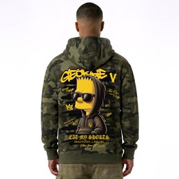 Kapuzenpullover mit Bart-Print Khaki