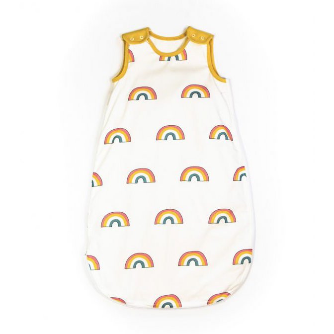Babasac multi tog baby sleeping bag Rainbow Mustard trim