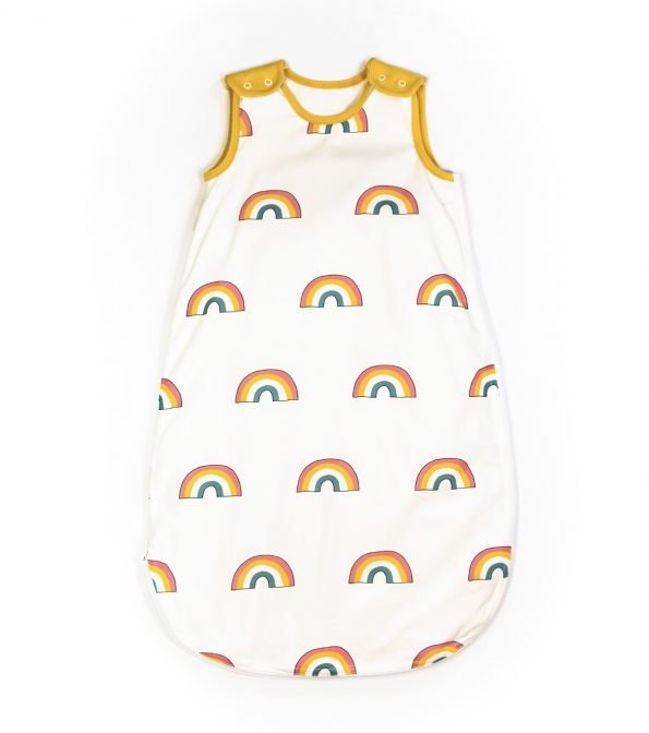 Babasac multi tog babyslaapzak Rainbow Mustard trim