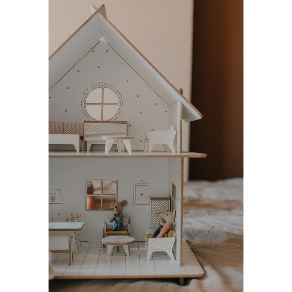 Wooden Dollhouse, modular construction, minimalist design