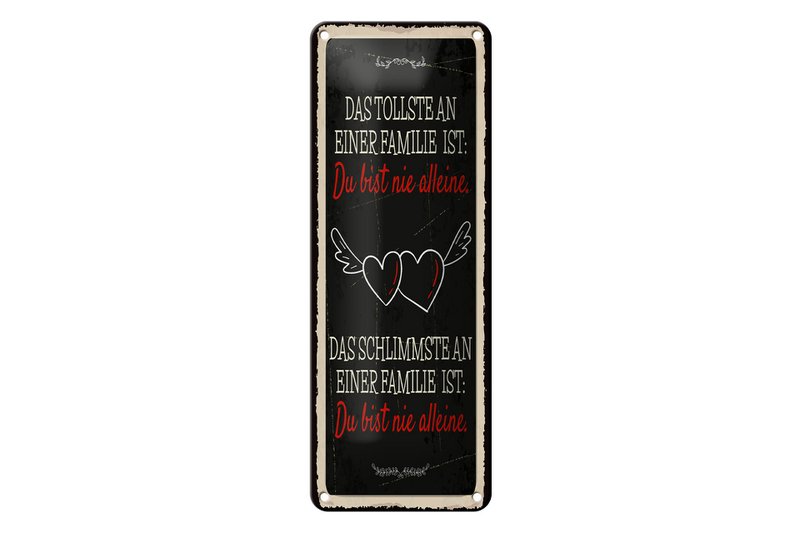 Tin sign saying 27x10 cm The greatest and worst thing about a family sign