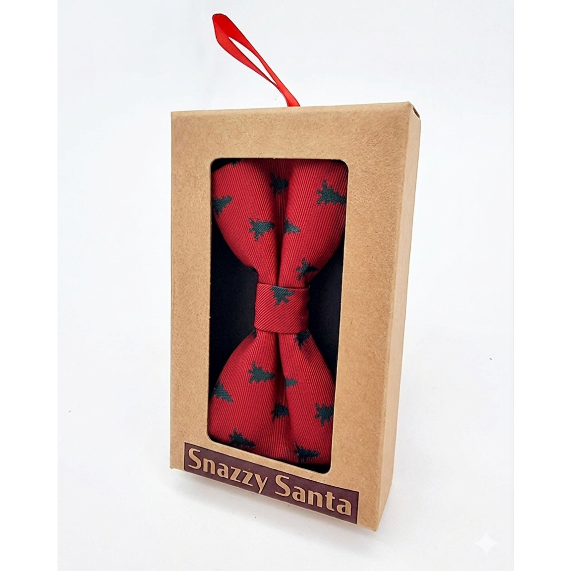 Pajarita - Burdeos con árboles de Navidad