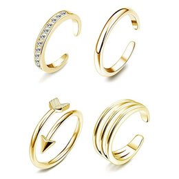 4 stk Simple legering krystal fodring Justerbar åbning tåring til kvinder pige sommer strandferie smykker fingerring