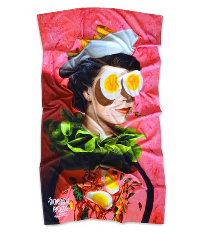 Beach towel Cold Beetroot Soup Portrait - Algis Kriščiūnas
