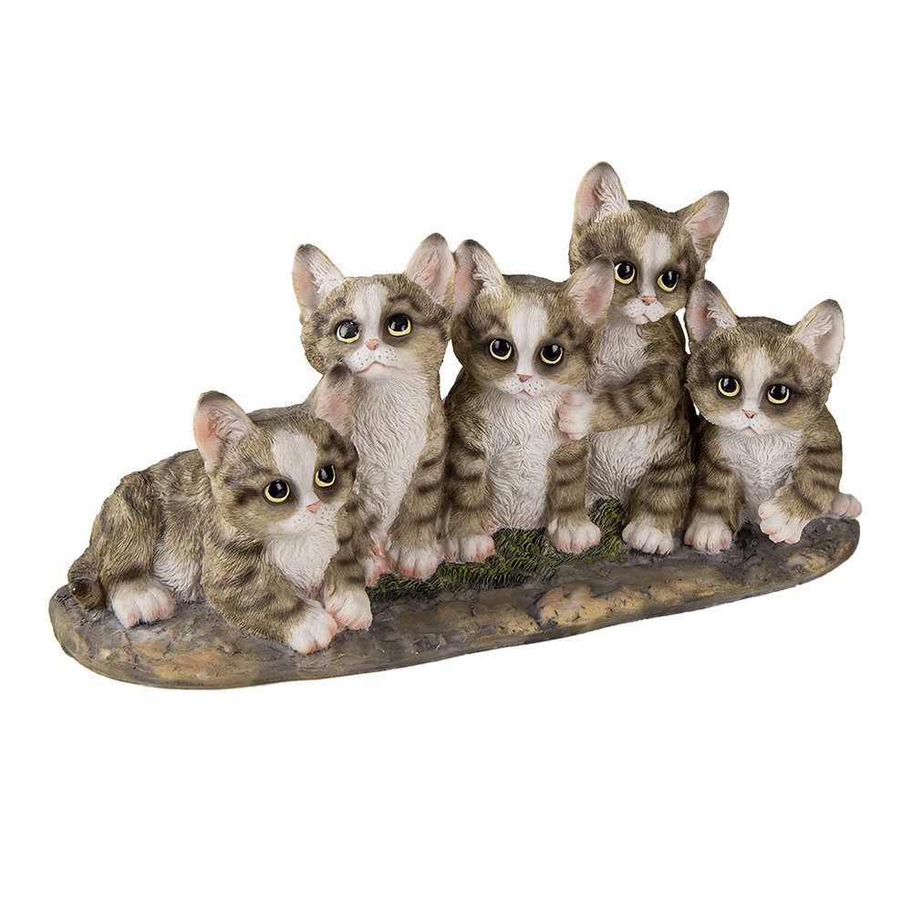 Beeld Kat 32x13x16 cm Grijs Kunststof Woonaccessoires