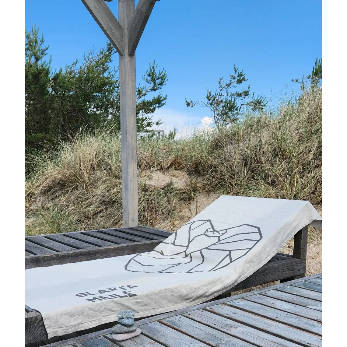 Toalla de playa de lino King Grey/Black