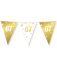 Gold white bunting flags number 67 celebration party decoration pennants